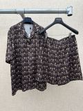 Louis Vuitton 26SS Fashion Versatile Full Logo Printed Silk Short Sleeved Shirt Shorts