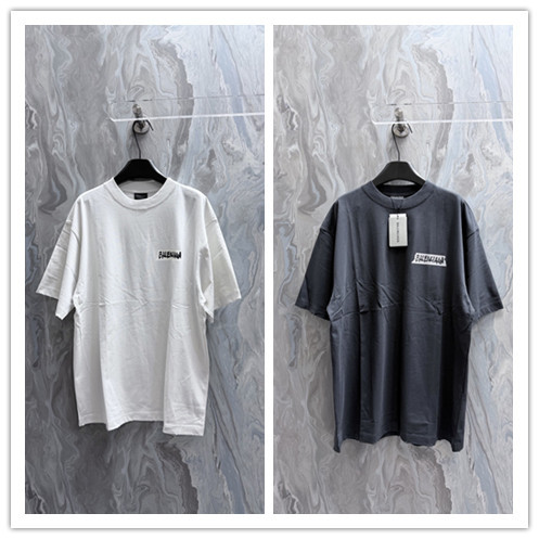 Balenciaga 26SS Classic Tape Logo Printed T-shirt Couple Casual Loose Short Sleeve