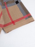 Burberry Unisex Classic Checkered Contrast Wool Polo Knitted Short Sleeve