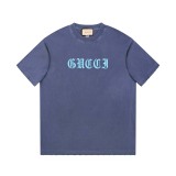 Gucci 26SSFashion Sanskrit Printed Short Sleeve Unisex Casual Washed T-shirt