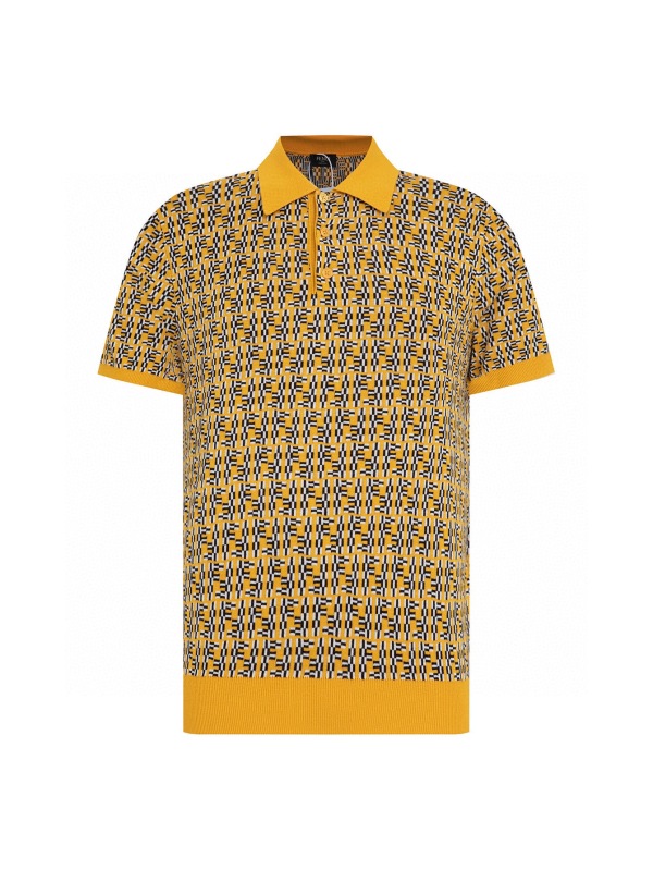 Fendi Couple Classic FF Jacquard Polo Wool Ice Silk Knitted Short Sleeve