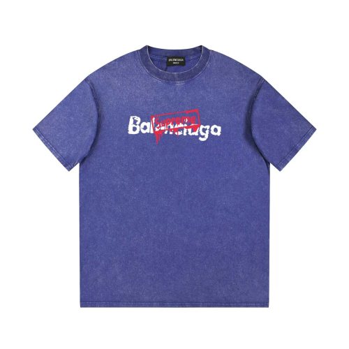 Balenciaga x Supreme Classic Logo Printed Short Sleeve Unisex Casual Washed T-shirt