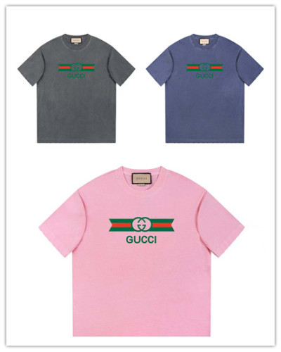Gucci 26SS Classic Logo Printed Water Washed Short Sleeve Unisex Casual Versatile T-shirt