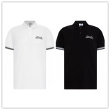 Moncler Classic Embroidered Logo Color Contrasting Ribbon Collar Polo Short Sleeve