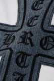 Chrome Hearts 26SS Fashion Sticky Denim Cross Short Sleeve Unisex Versatile Casual T-shirt