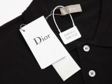 Dior Unisex Classic Fashion Embroidered Logo Collar Cashmere Knitted Short Sleeve