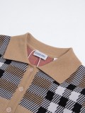 Burberry Unisex Classic Checkered Contrast Wool Polo Knitted Short Sleeve