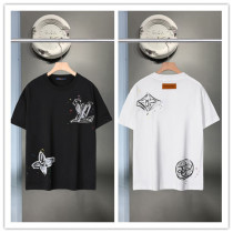Louis Vuitton 26SS Fashion Inkjet Hand drawn Logo Short Sleeve Couple Versatile Casual T-shirt Louis Vuitton 26SS Fashion Inkjet Hand drawn Logo Short Sleeve Couple Versatile Casual T-shirt