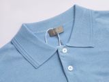 Dior Unisex Classic Fashion Embroidered Logo Collar Cashmere Knitted Short Sleeve