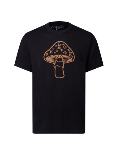 Louis Vuitton Unisex Fashion Mushroom Jacquard Wool Knitted Round Neck Short Sleeve