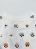 Louis Vuitton Fashion Daisy Printed Round Neck Short Sleeve Unisex Casual Loose T-shirt