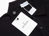 Moncler Classic Embroidered Logo Color Contrasting Ribbon Collar Polo Short Sleeve