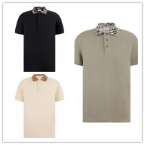 Burberry Unisex Classic Versatile Checkered Contrast Collar Polo Shirt