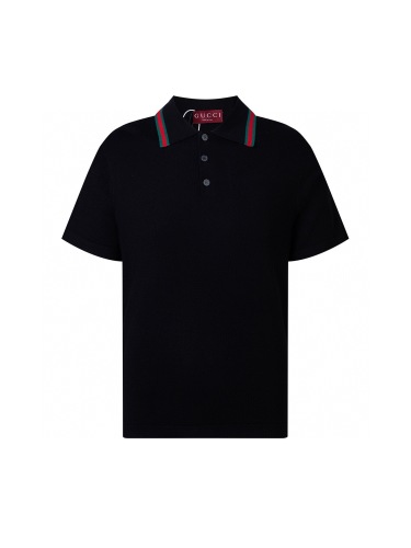 Gucci Couple Classic Wool Contrast Collar Polo Knitted Short Sleeve