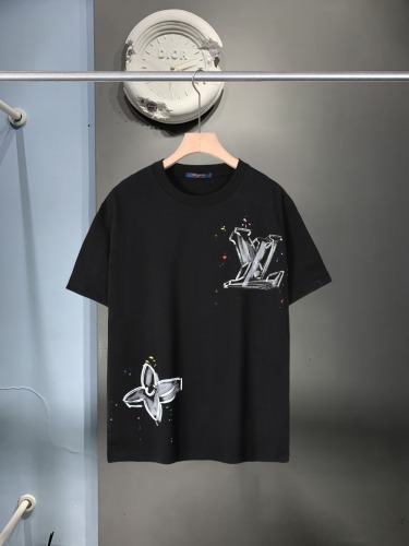 Louis Vuitton 26SS Fashion Inkjet Hand drawn Logo Short Sleeve Couple Versatile Casual T-shirt