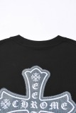 Chrome Hearts 26SS Fashion Sticky Denim Cross Short Sleeve Unisex Versatile Casual T-shirt