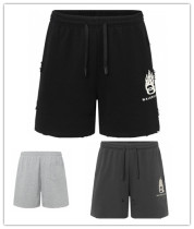 Balenciaga Fashion Embroidered Flame Logo Distressed Shorts Unisex Versatile Loose Sports Shorts