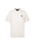 Prada Unisex Classic Embroidered Logo Wool Polo Knitted Short Sleeve