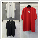 Chanel 26SS Classic Logo Print Destruction Round Neck T-shirt Unisex Casual Loose Short Sleeve