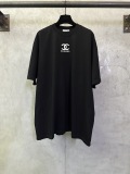 Chanel 26SS Classic Logo Print Destruction Round Neck T-shirt Unisex Casual Loose Short Sleeve