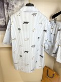 Louis Vuitton 26SS Fashion Embroidered Animal Logo Short Sleeve Shirt Unisex Casual Loose Set