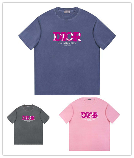 Dior 26SS Classic Logo Printed Water Washed Short Sleeve Unisex Casual Oversize T-shirt