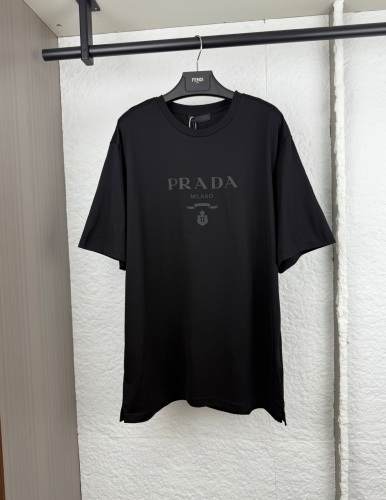 Prada Classic Logo Printed Round Neck T-shirt Unisex Casual Loose Short Sleeve