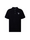 Prada Unisex Classic Embroidered Logo Wool Polo Knitted Short Sleeve