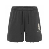 Balenciaga Fashion Embroidered Flame Logo Distressed Shorts Unisex Versatile Loose Sports Shorts