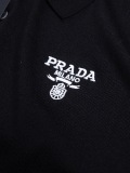 Prada Unisex Classic Embroidered Logo Wool Polo Knitted Short Sleeve