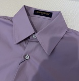 Louis Vuitton 26SS Fashion Embroidered Letter Versatile Casual Short Sleeve Shirt