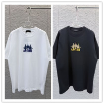 AMIRI 26SS Classic Towel Embroidered Logo Short Sleeve Unisex Canal Round Neck T-shirt