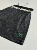Balenciaga 26SS Fashion Embroidered Wheat Sprout BB Checkered Casual Shorts