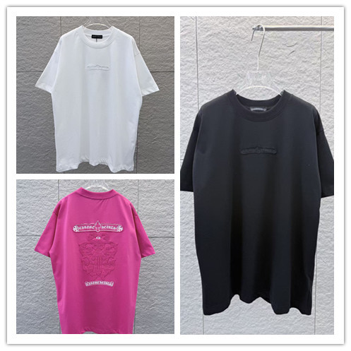 Chrome Hearts 26SS Classic 3D Embroidered Short Sleeve Unisex Canal Round Neck T-shirt