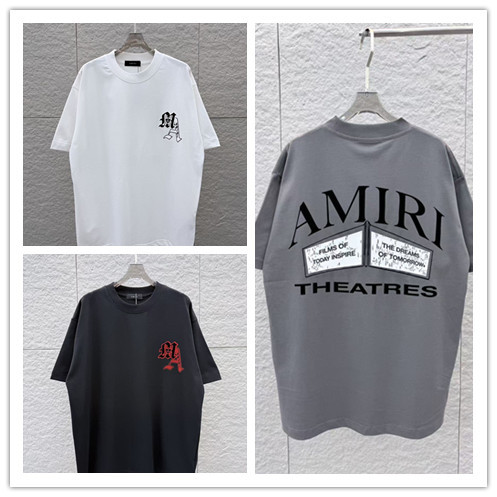 Amiri Classic 3D Logo Printed Short Sleeve Unisex Canal Loose T-shirt