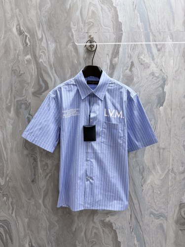 Louis Vuitton 26SS Fashion Stripe Logo Printed Collar Short Sleeve Shirt Set