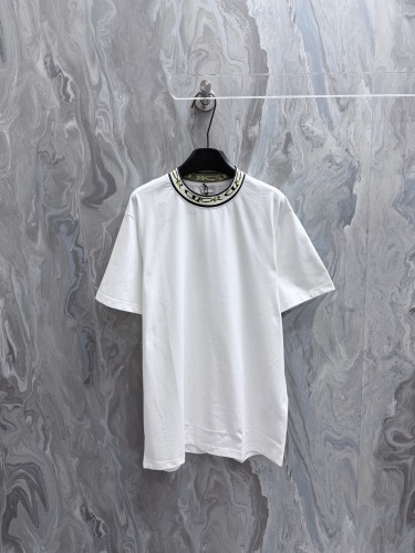 Dior Fashion Thread Logo Collar T-shirt Couple Versatile Casual Short Sleeve