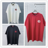 Gucci 26SS Classic 3D Embroidered GG Printed Short Sleeve Unisex Canal Loose T-shirt