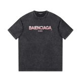 Balenciaga Classic Logo Printed Round Neck Short Sleeve Unisex Casual Washed T-shirt