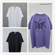 Dior 26SS Classic 3D Embroidered Logo Short Sleeve Unisex Canal Round Neck T-shirt