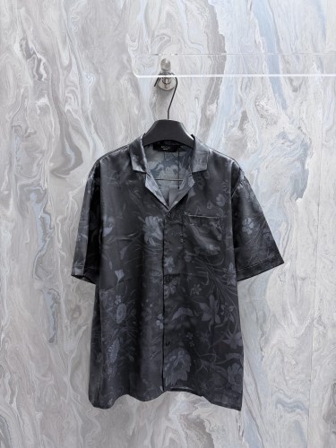 Gucci 26SS Fashion Flower Printed Mulberry Silk Short Sleeved Shirt