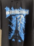 Balenciaga 26SS Fashion Eiffel Tower Lightning Printed T-shirt Couple Casual Oversize Short Sleeve