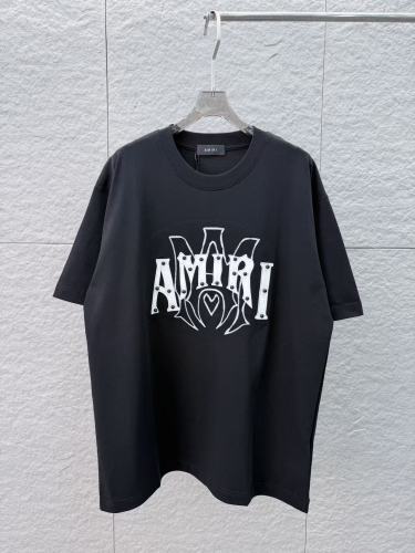 Amiri 26SS Fashion Patch Embroidered Logo Short Sleeve Unisex Canal Round Neck T-shirt