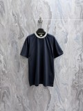 Dior Fashion Thread Logo Collar T-shirt Couple Versatile Casual Short Sleeve