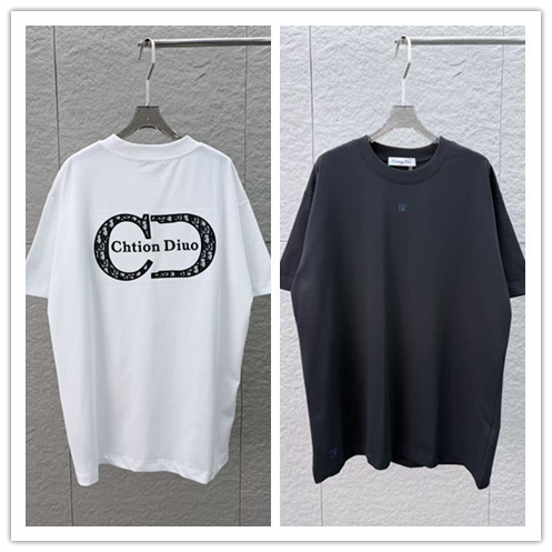 Dior 26SS Classic Embroidered Logo Short Sleeve Unisex Canal Round Neck T-shirt