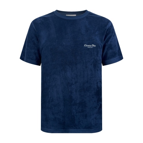 Dior Fashion Embroidered Logo Terry Short Sleeve Couple Casual Versatile T-shirt