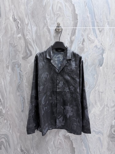 Gucci 26SS Fashion Flower Printed Mulberry Silk Long Sleeve Shirt
