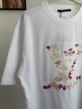 Louis Vuitton Fashion Floral Embroidered Logo Short Sleeve Unisex Canal Loose T-shirt