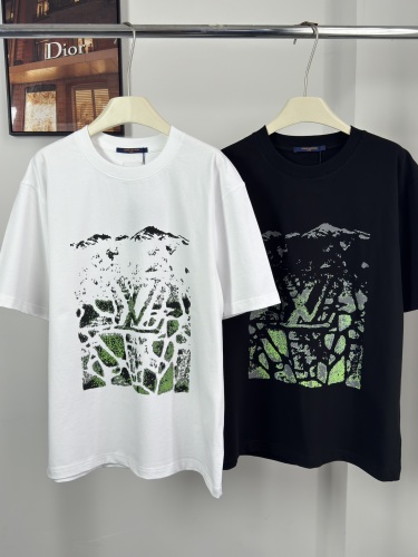 Louis Vuitton Fashion Abstract Stone Pattern Printed Short Sleeve Unisex Canal Loose T-shirt