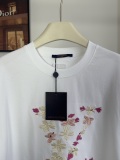 Louis Vuitton Fashion Floral Embroidered Logo Short Sleeve Unisex Canal Loose T-shirt